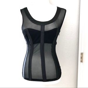 Bebe Sheer Black Sleeveless Blouse Sz XS
